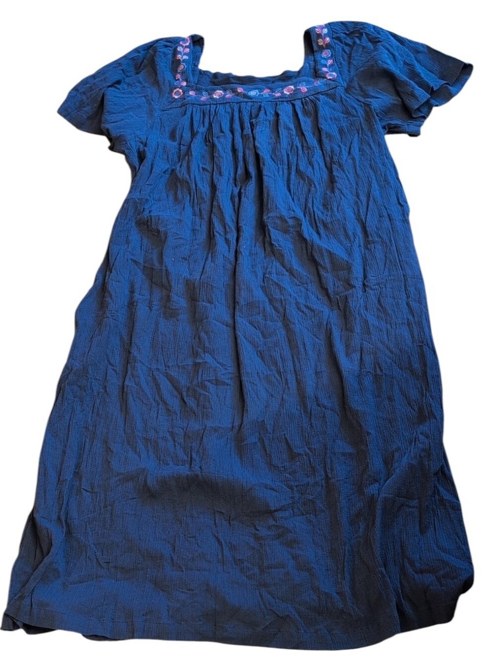 NEW Vermont Country Store Patio Dress short sleeve square neck blue 3X